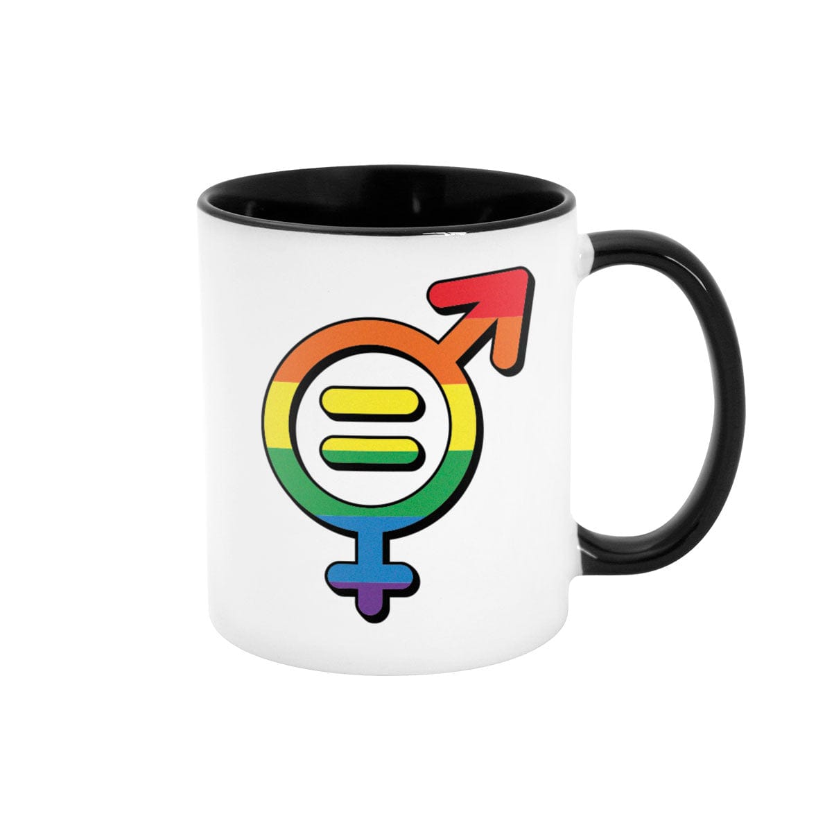 Pride Gender Equality Icon White with Black Accents 11 oz Mug