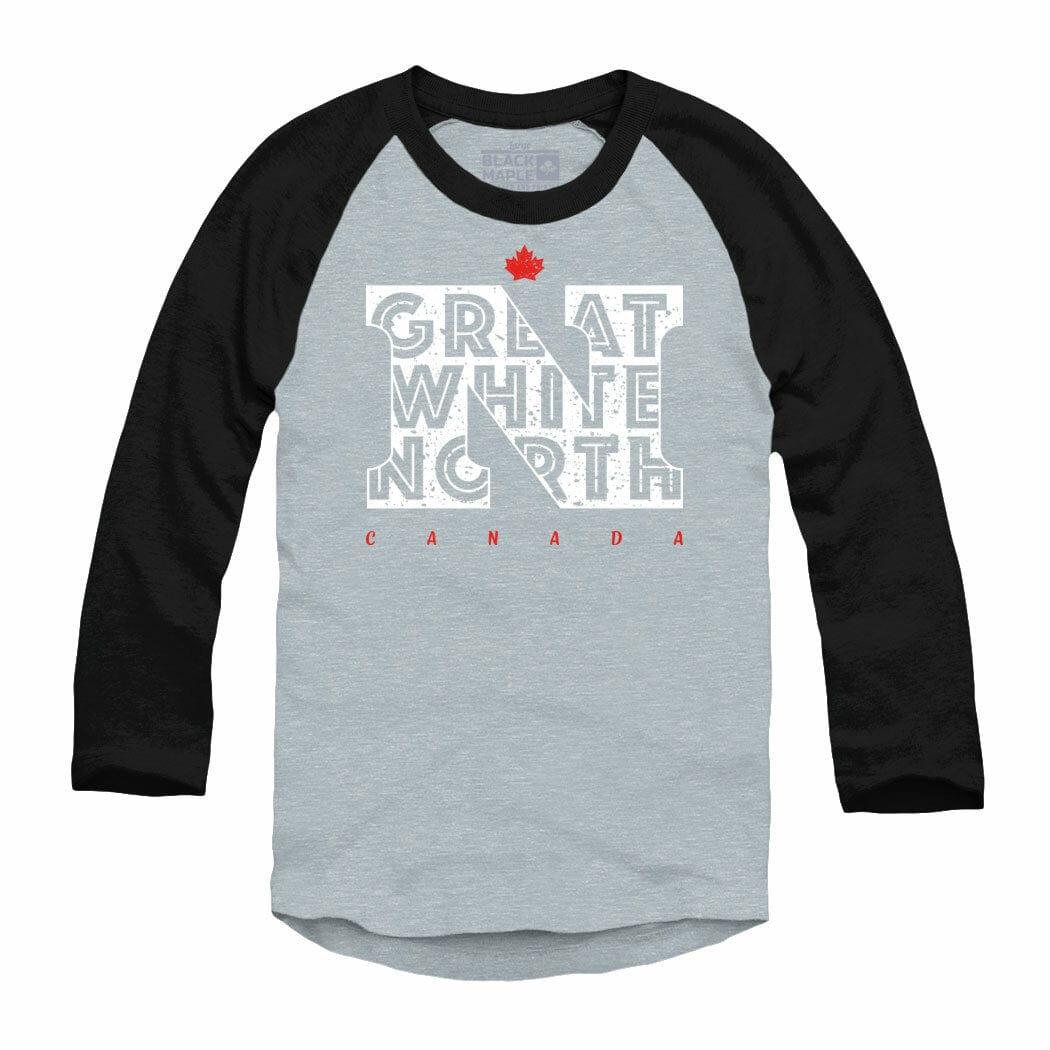 Great White North Raglan Baseball Shirt Grey with Black