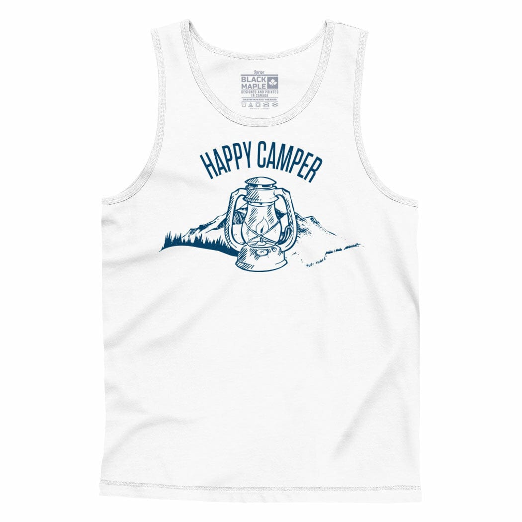 Happy Camper Mens Tank Top White