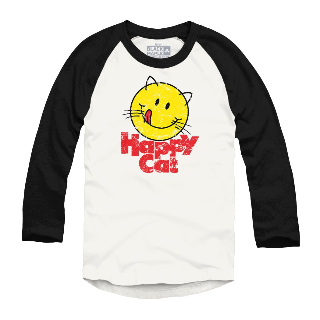 Happy Cat Raglan Baseball Shirt