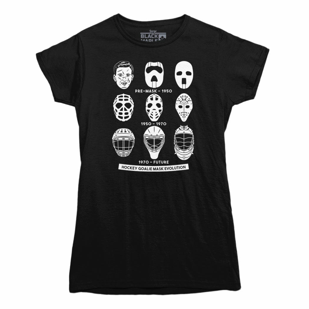 Hockey Goalie Mask Evolution Women's T-shirt Black