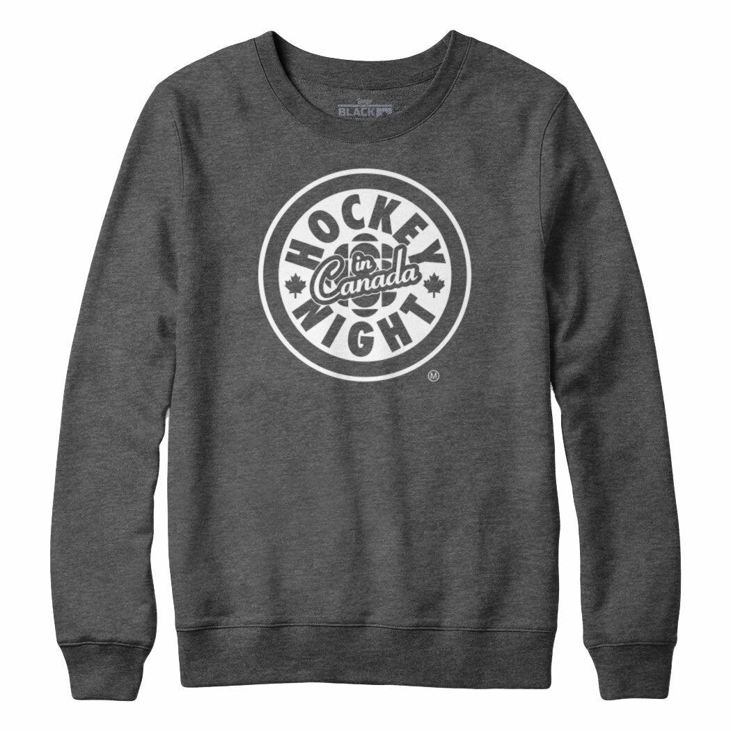 Hockey Night In Canada White Logo Crewneck Sweatshirt Charcoal Heather