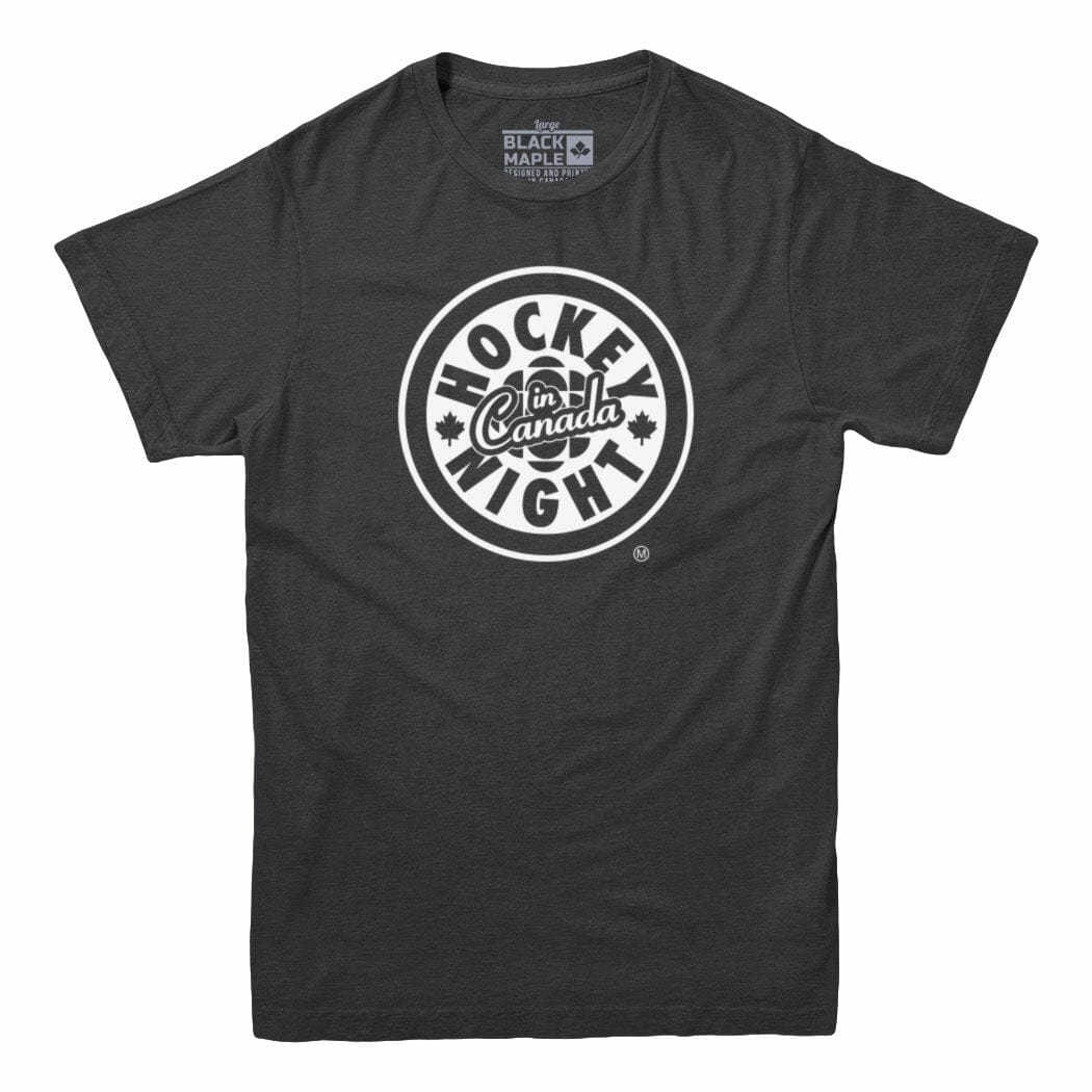 Hockey Night In Canada White Logo Men's T-shirt Charcoal Heather