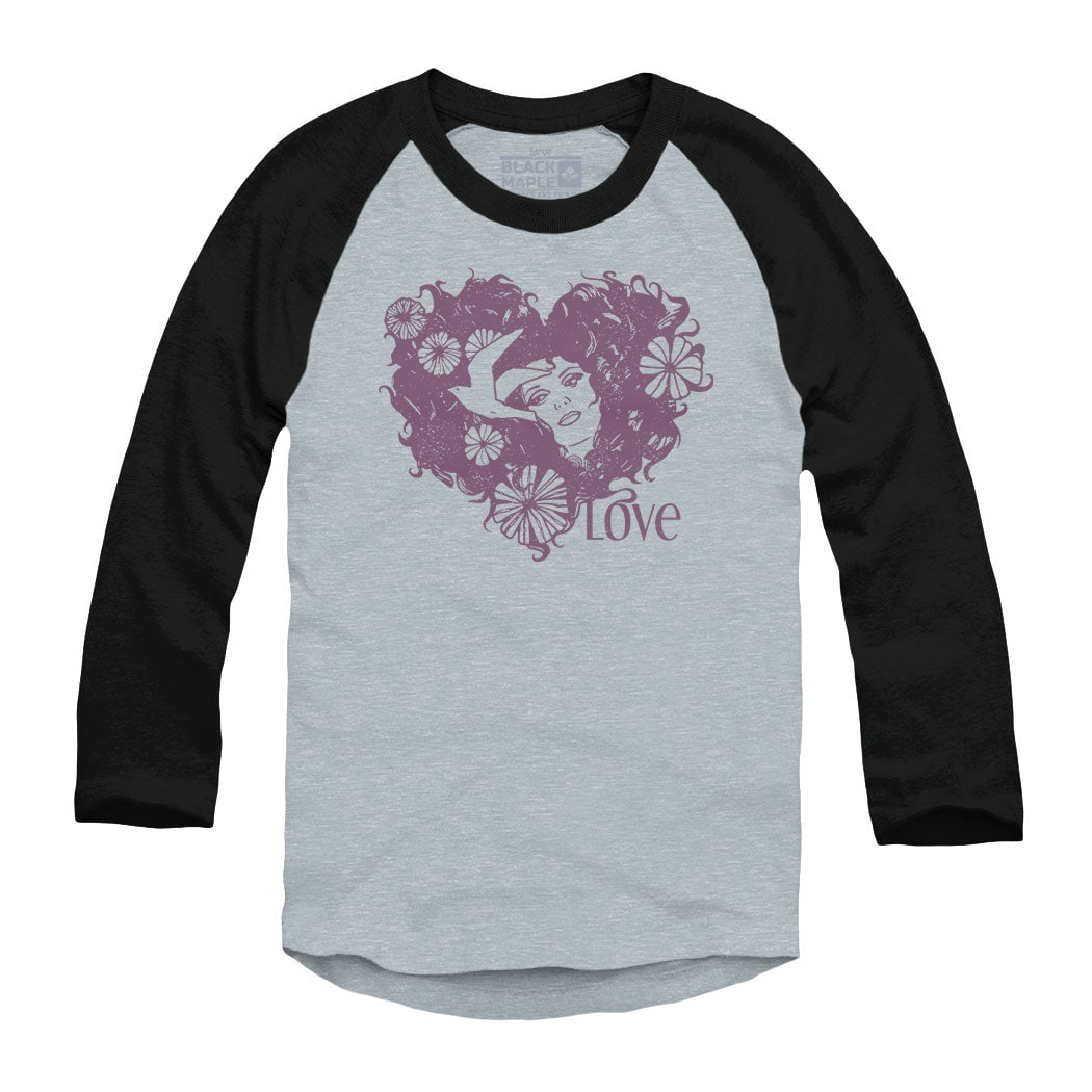 Love Hippie Hair Raglan Baseball Shirt