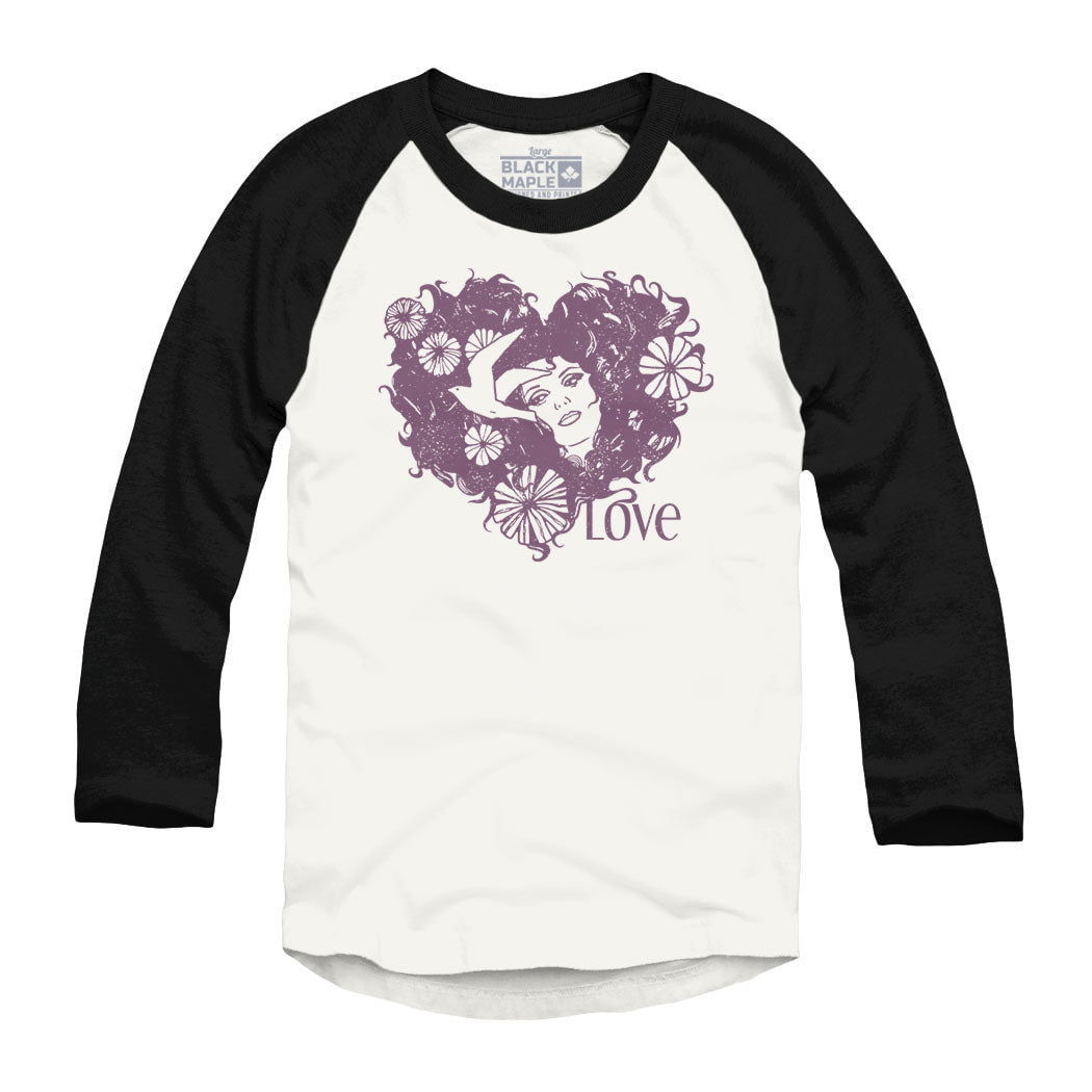 Love Hippie Hair Raglan Baseball Shirt