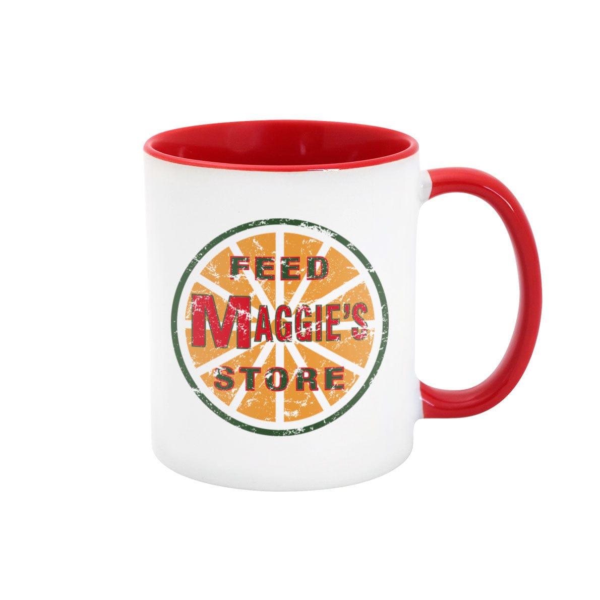 Maggies Feed Store Distressed Logo Heartland 11oz Mug