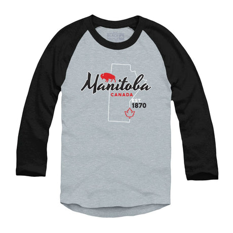 Manitoba Est 1870 Map Raglan Baseball Shirt