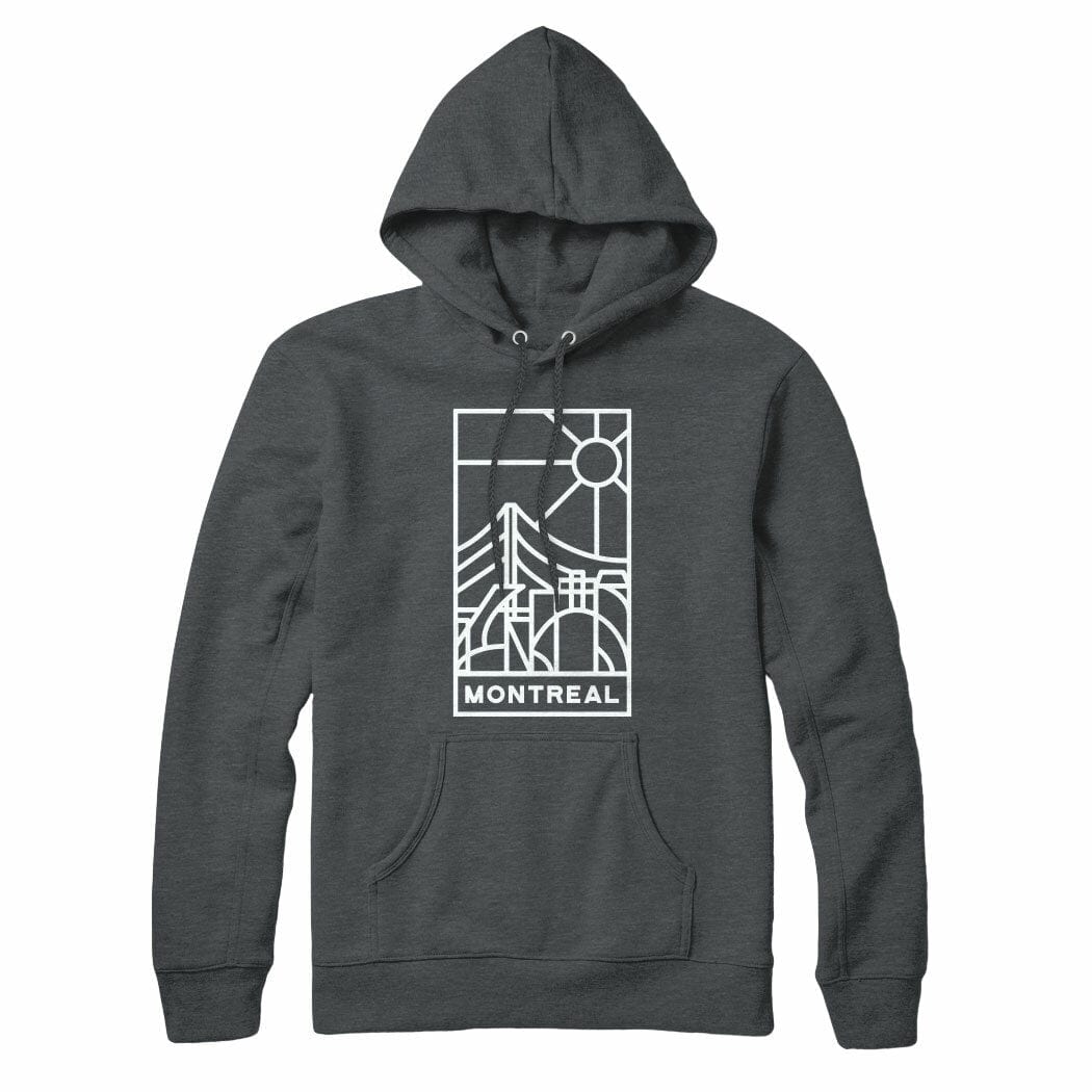 Montreal Stained Glass Light Print Pullover Hoodie Charcoal Heather