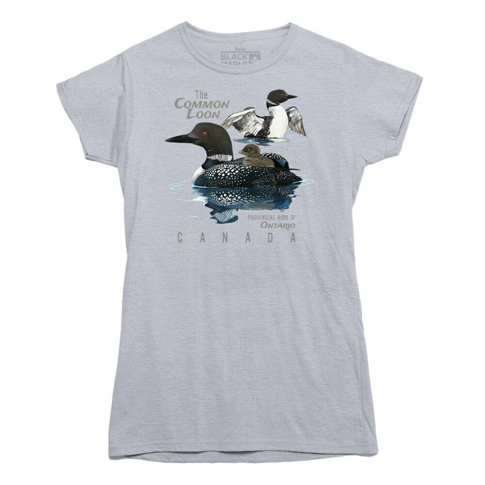 Ontario Common Loon Provincial Bird Womens Tshirt Athletic Heather