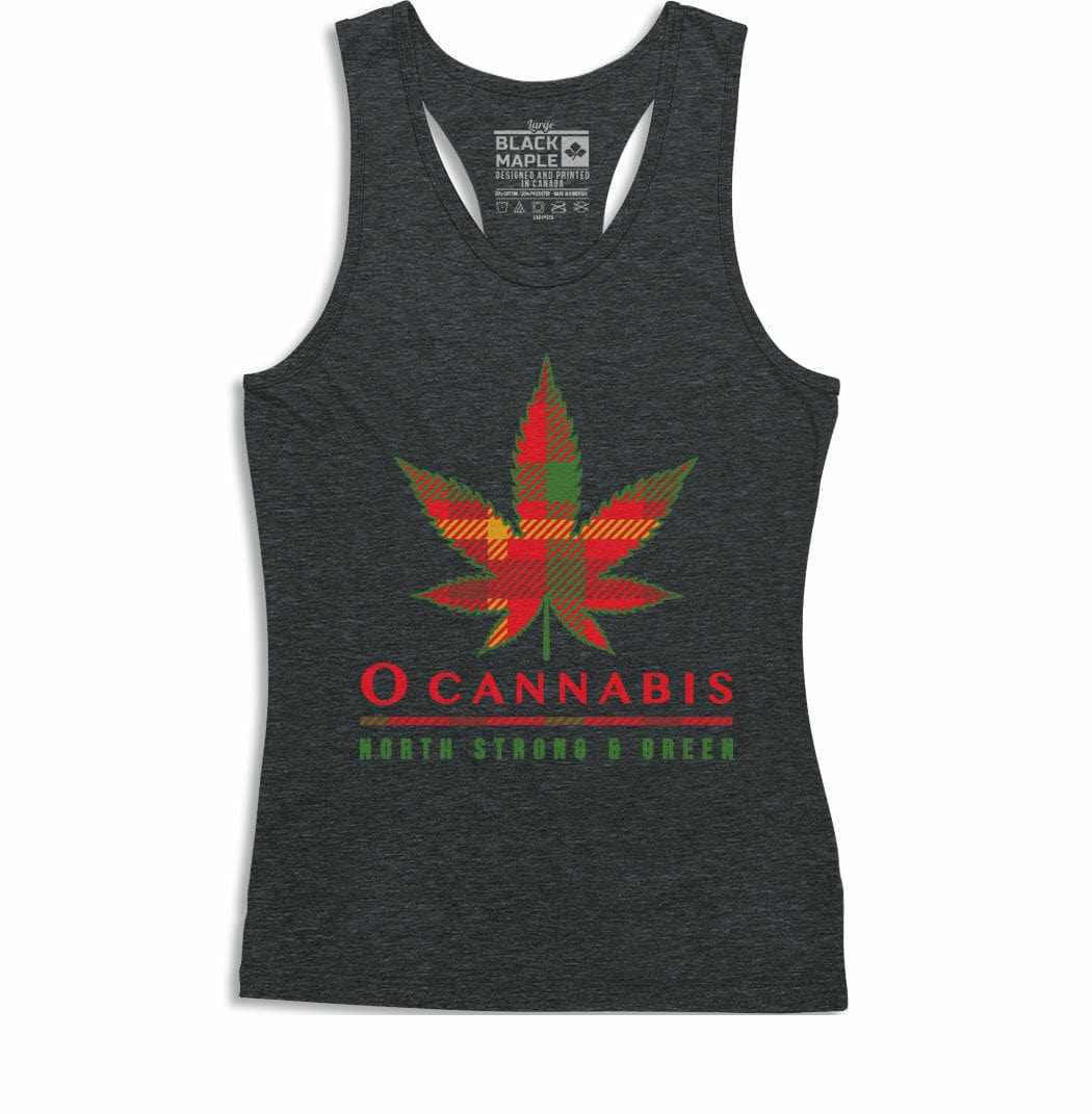O Cannabis Tartan Ladies Charcoal Heather Tank Top