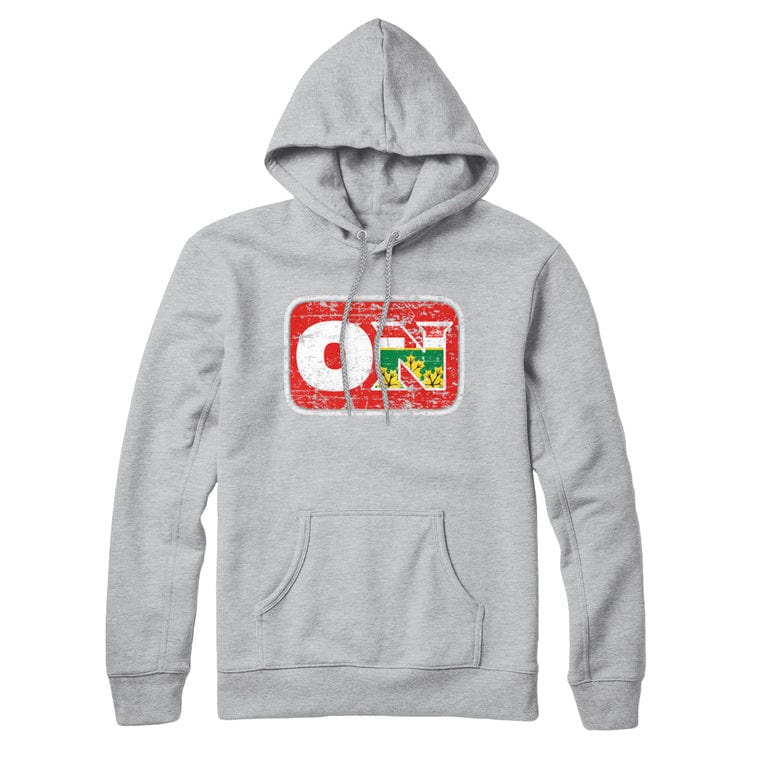 Ontario ON Distressed Abbreviation Hoodie Athletic Grey
