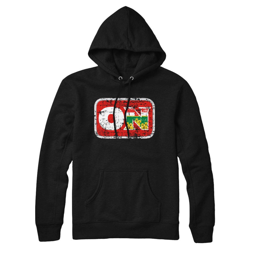 Ontario ON Distressed Abbreviation Hoodie Black