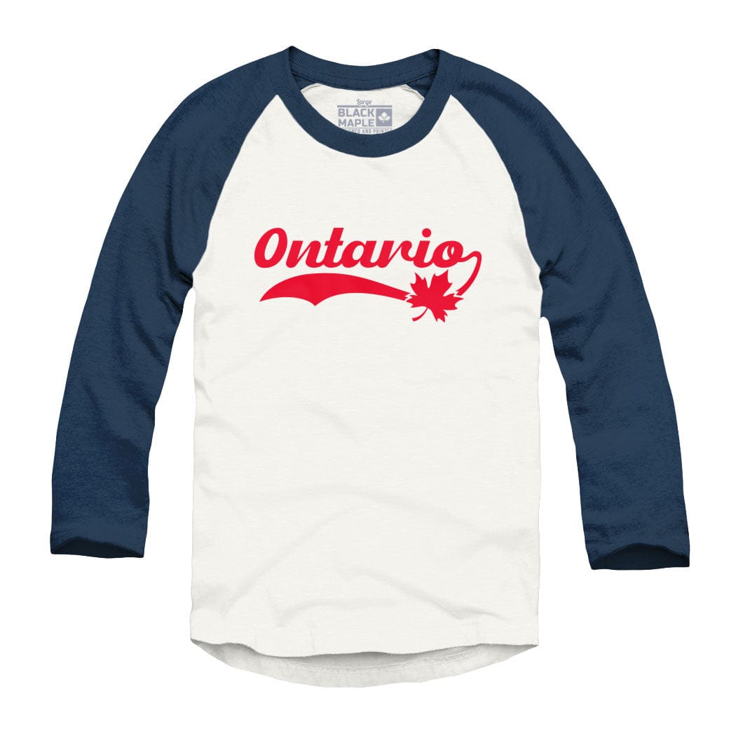 Ontario Retro Baseball Logo Raglan Baseball Shirt