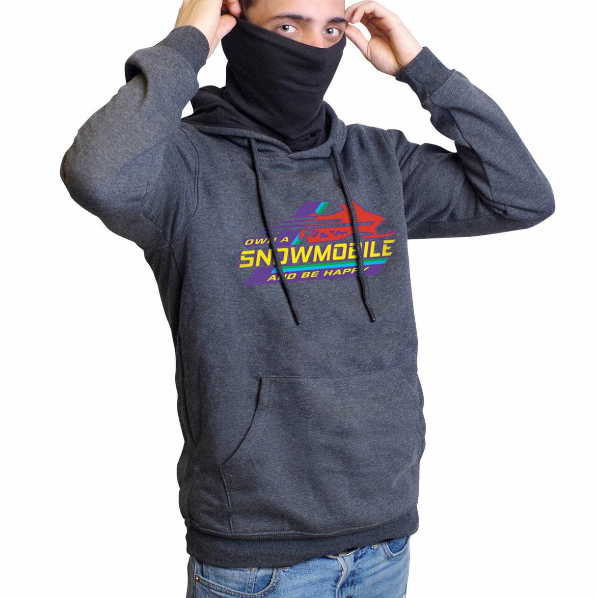 Own a Snowmobile SOE Hoodie with mask dark grey