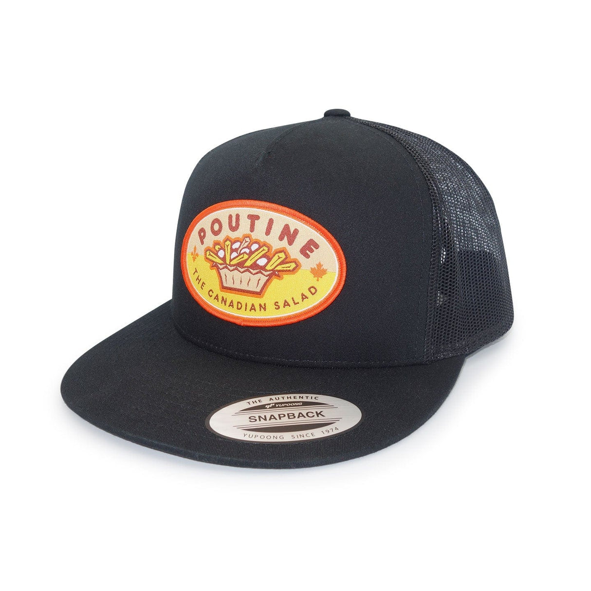 Poutine Black Five Panel Retro Trucker Cap