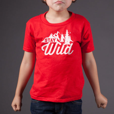 Stay Wild White Logo Kids RedT-shirt