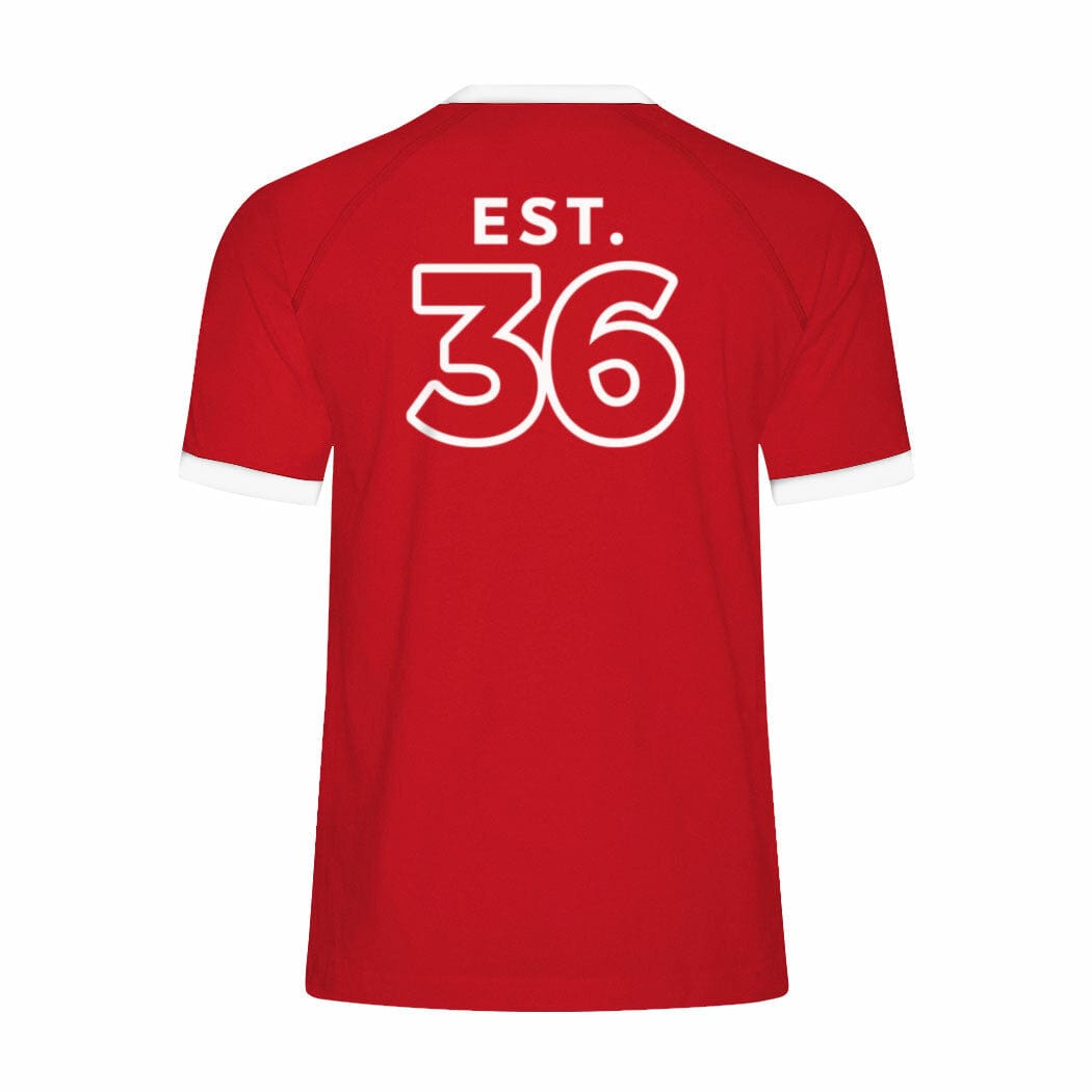 CBC 92 White Gem Retro Stripe Ringer Tee Red with White