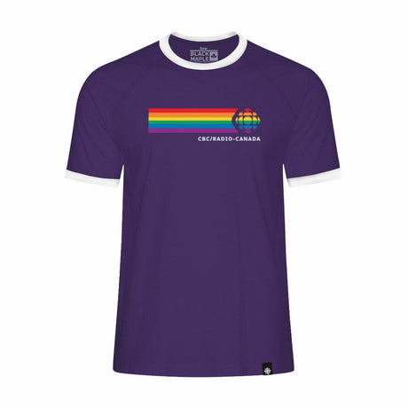 CBC Pride Gem Retro Stripe Ringer Tee Purple with White