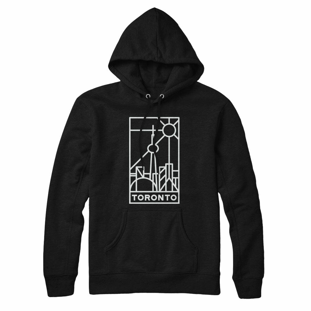 Toronto Stained Glass Light Print Pullover Hoodie Black