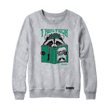 Anna M. Cullen x Black Maple Trading - Artist Collab: Raccoon Reading Trash Sweatshirt or Hoodie