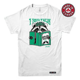Anna M. Cullen x Black Maple Trading - Artist Collab: Raccoon Reading Trash T-shirt