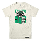 Anna M. Cullen x Black Maple Trading - Artist Collab: Raccoon Reading Trash T-shirt
