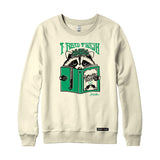 Anna M. Cullen x Black Maple Trading - Artist Collab: Raccoon Reading Trash Sweatshirt or Hoodie
