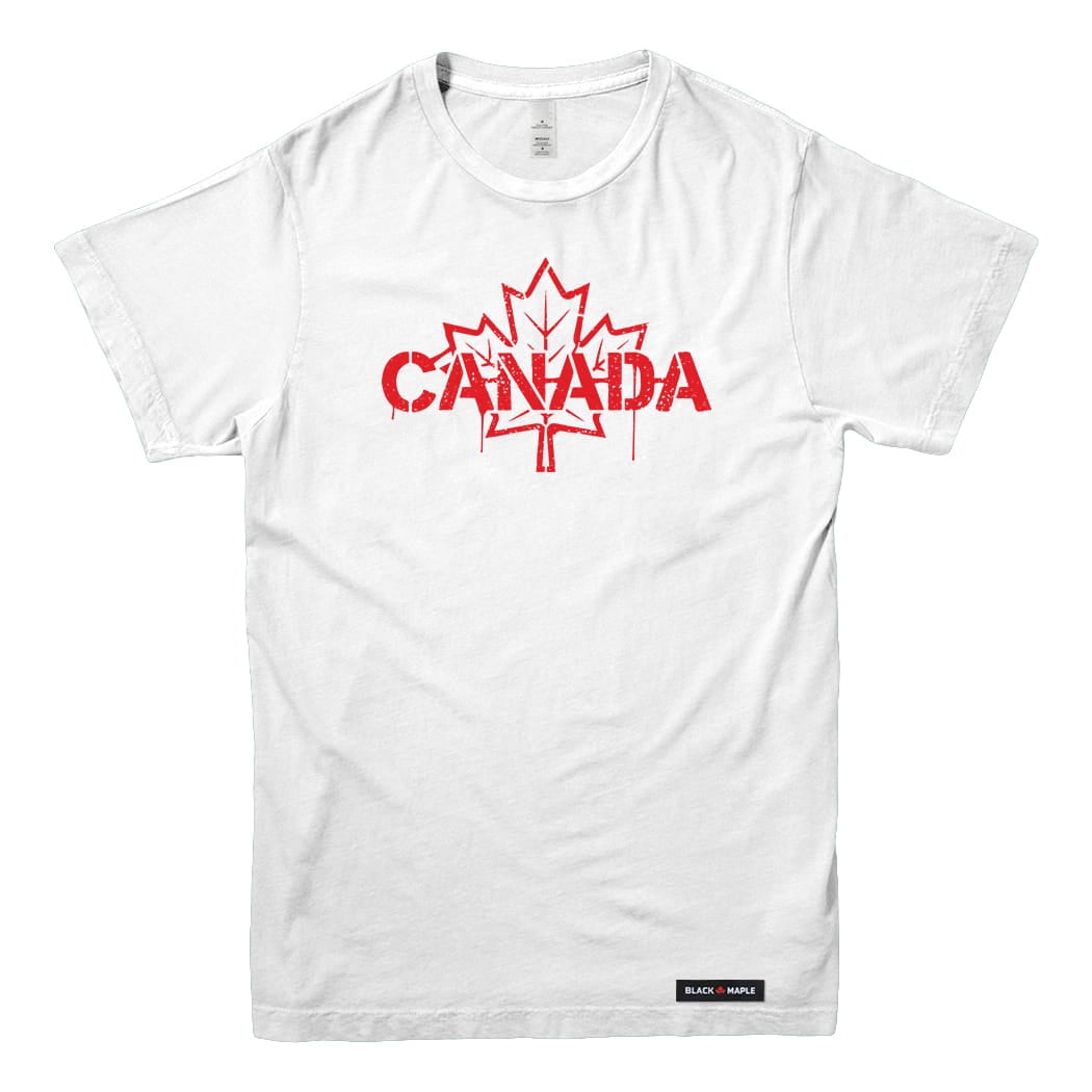 Canada Celebration Stencil Maple Leaf T-shirt