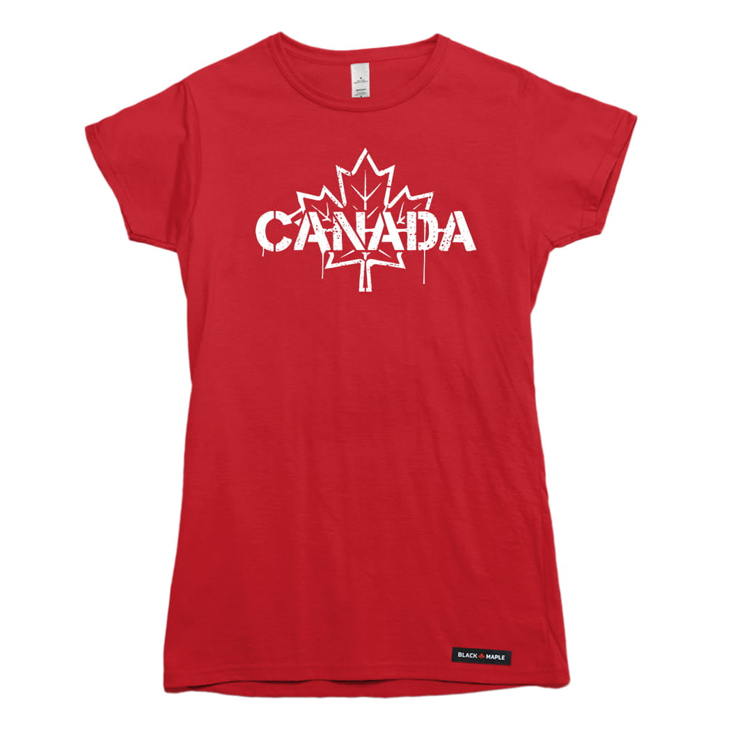 Canada Celebration Stencil Maple Leaf T-shirt