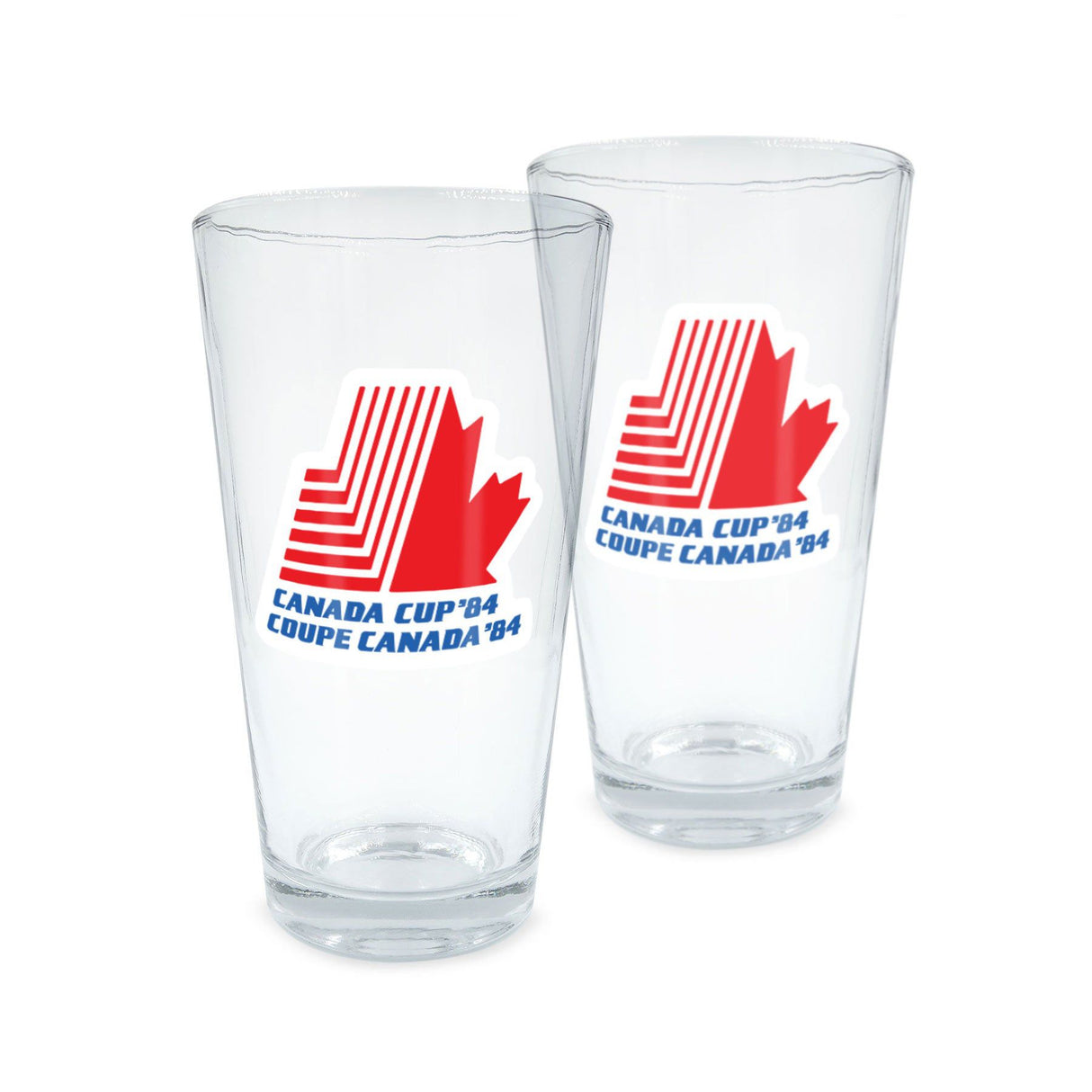 Canada Cup 84 16 oz Pint Glass Pair