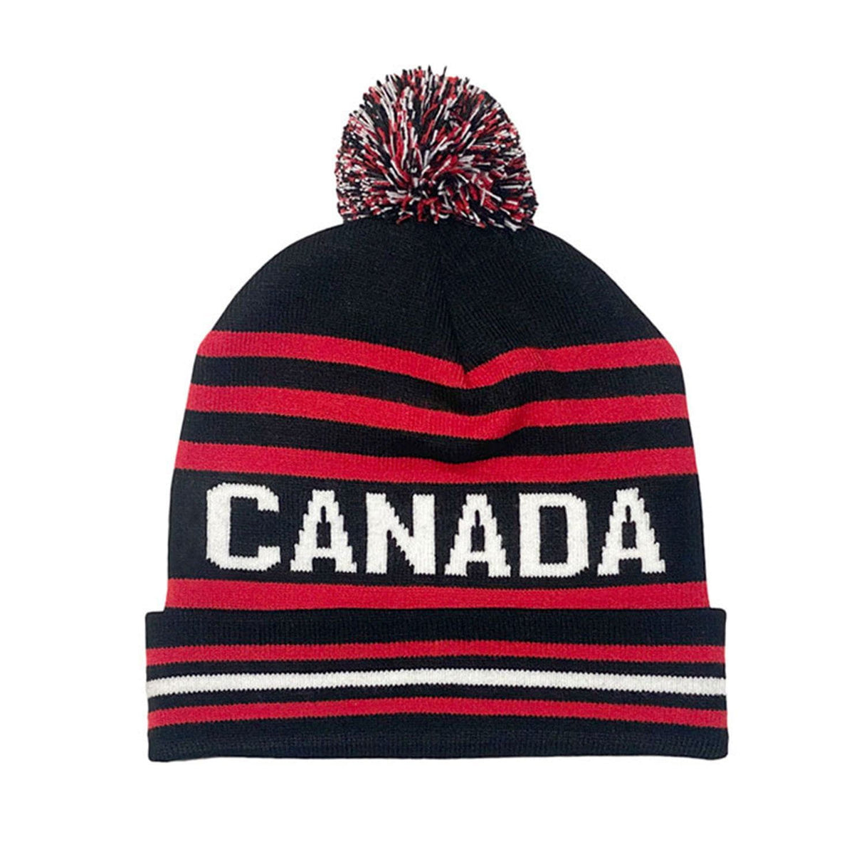 CANADA Knitted Cuffed Tuque with Pom Pom