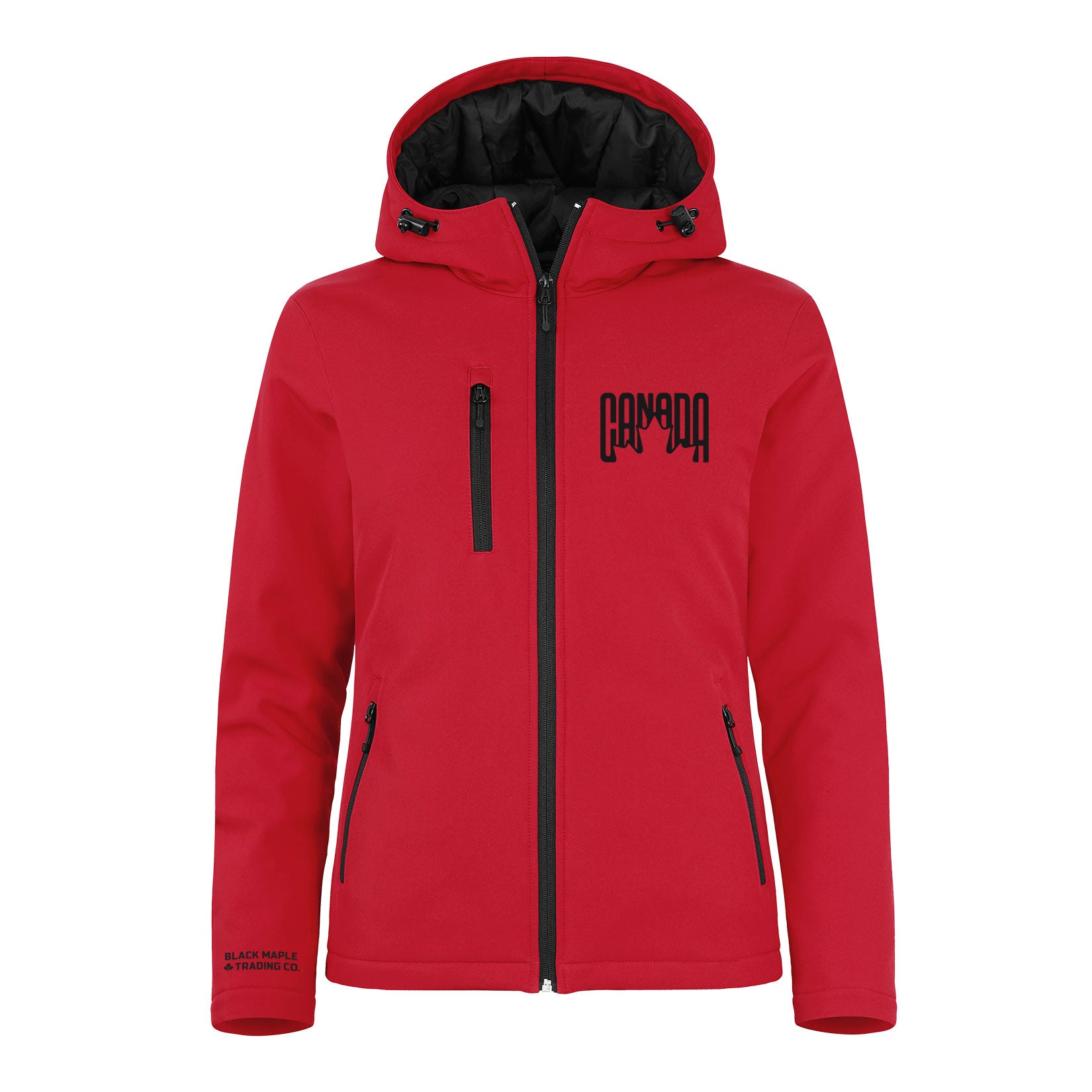 Canada Leaf Retro Design Insulated Soft Shell Jacket – Black Maple