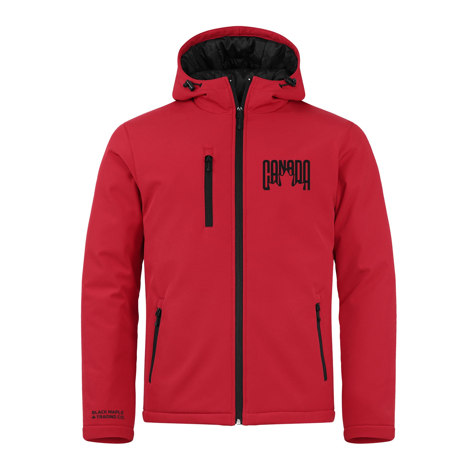 Canada Leaf Retro Design Insulated Soft Shell Jacket – Black Maple
