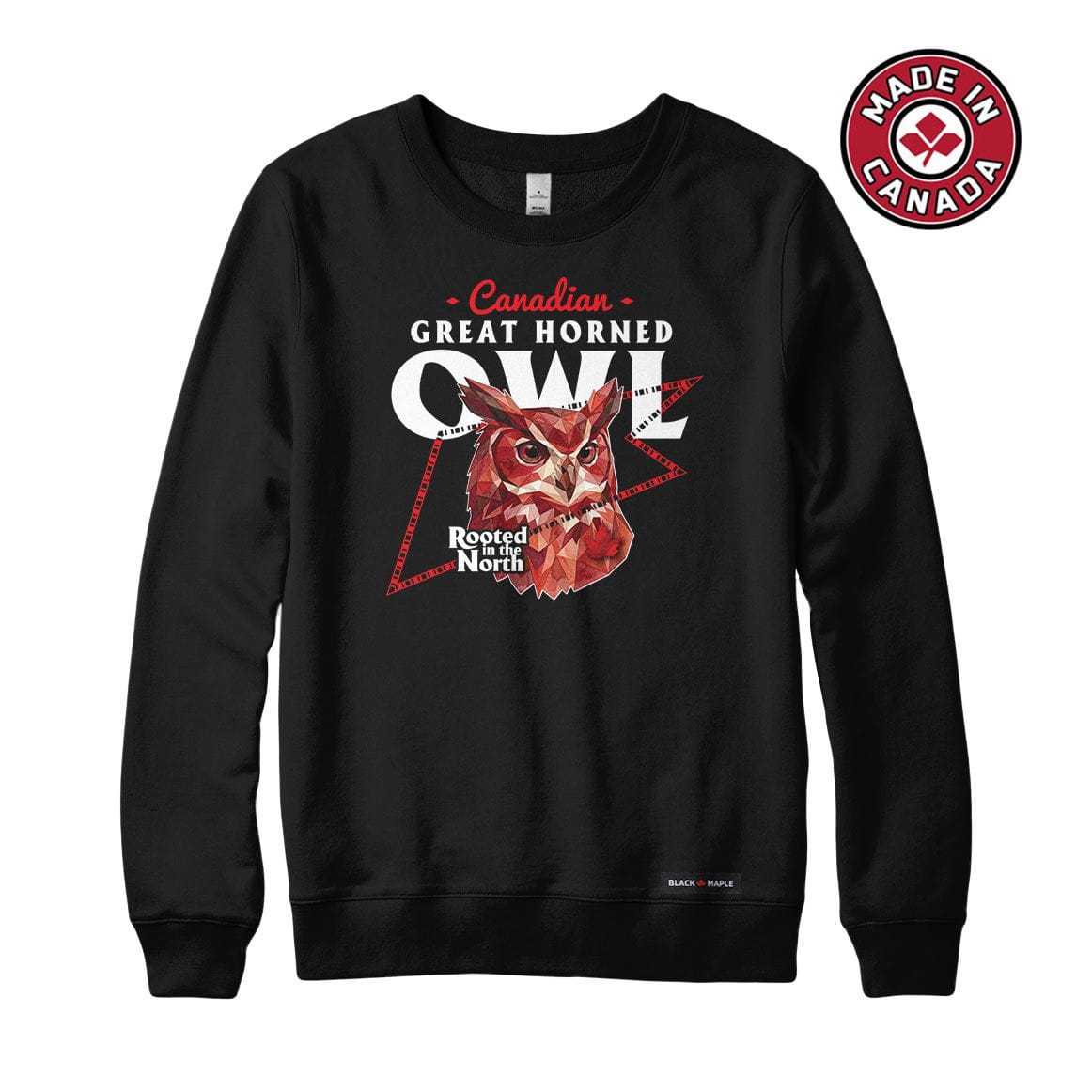 Canadian Great Horned Owl Low Poly Bust Sweatshirt or Hoodie