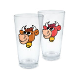 Chocolate and Strawberry Milk Cow 16 oz Pint Glass Pair