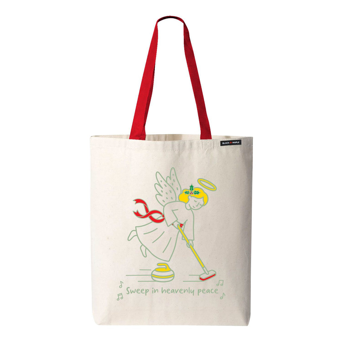Christmas Curling Angel Tote Bag