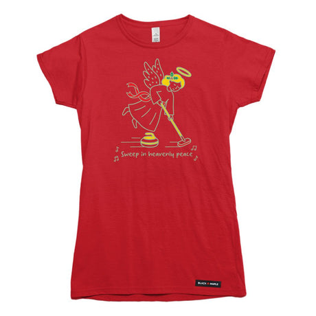 Christmas Curling Angel Womens T-shirt