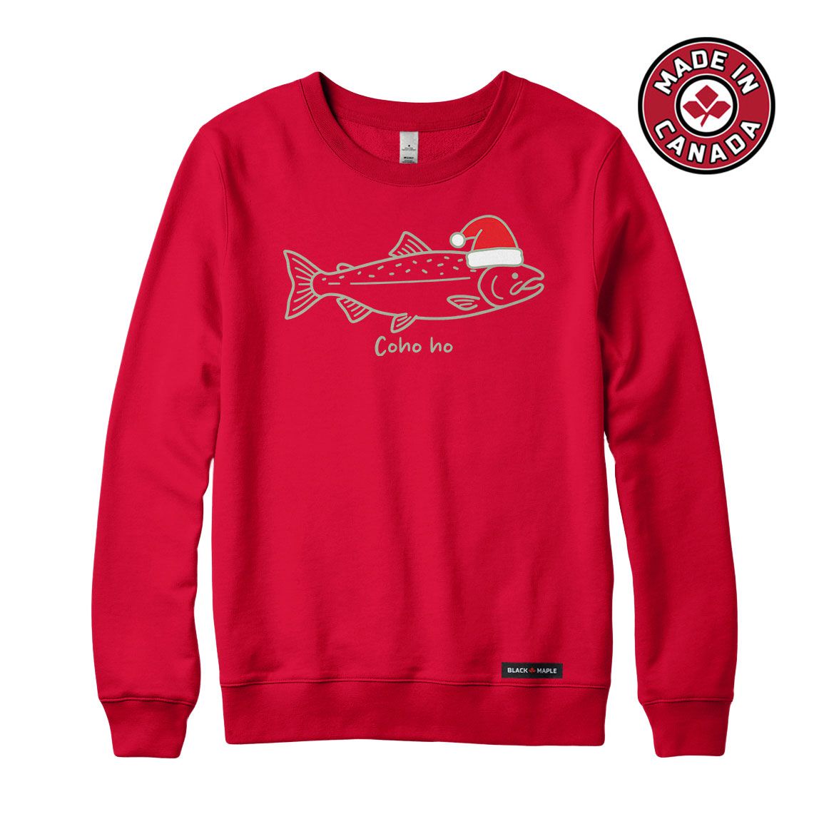 Coho Ho Christmas Salmon Crewneck Sweatshirt