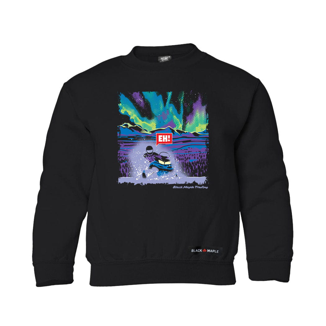 Eh! Snowmobile Northern Lights Kids Sweatshirt or Hoodie