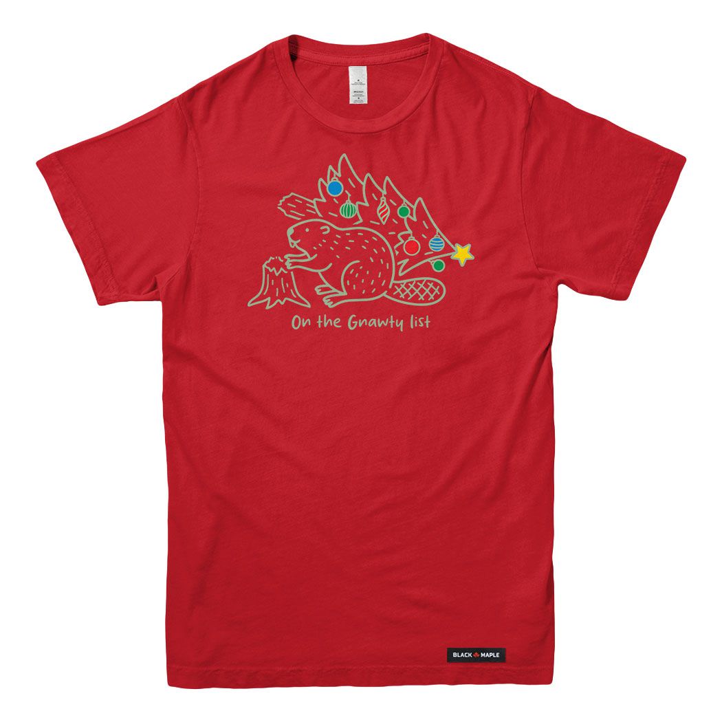 Gnawty List Christmas Beaver Mens T-shirt