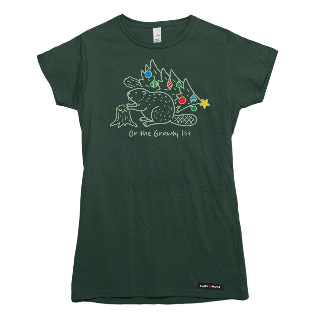 Gnawty List Christmas Beaver Womens T-shirt
