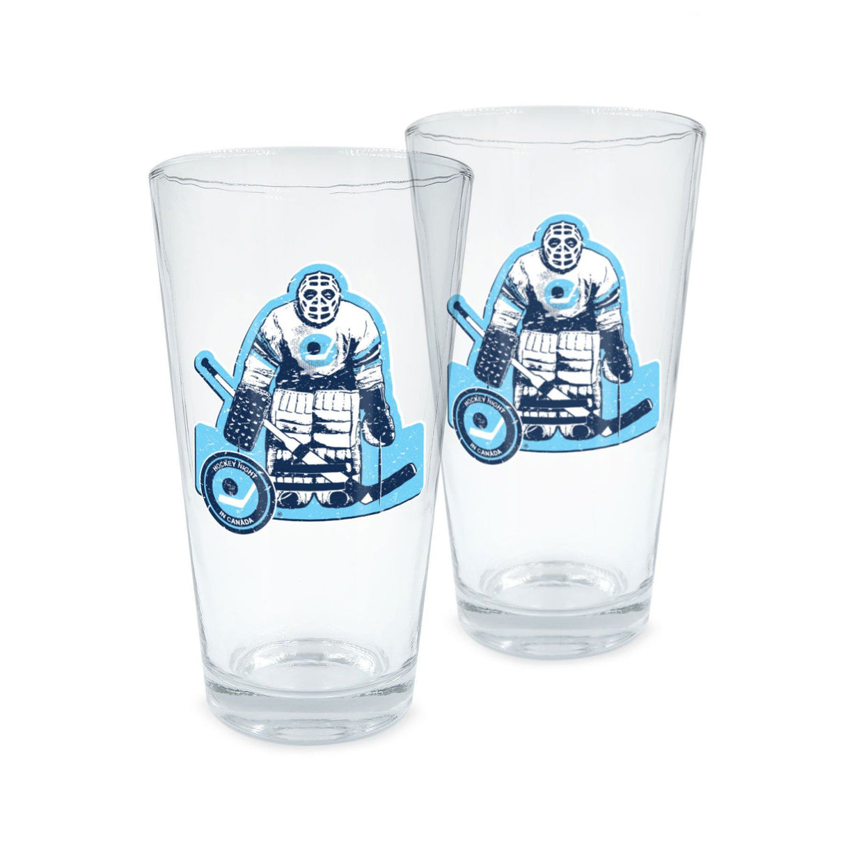 HNIC Vintage Table Hockey Goalie 16 oz Pint Glass Pair