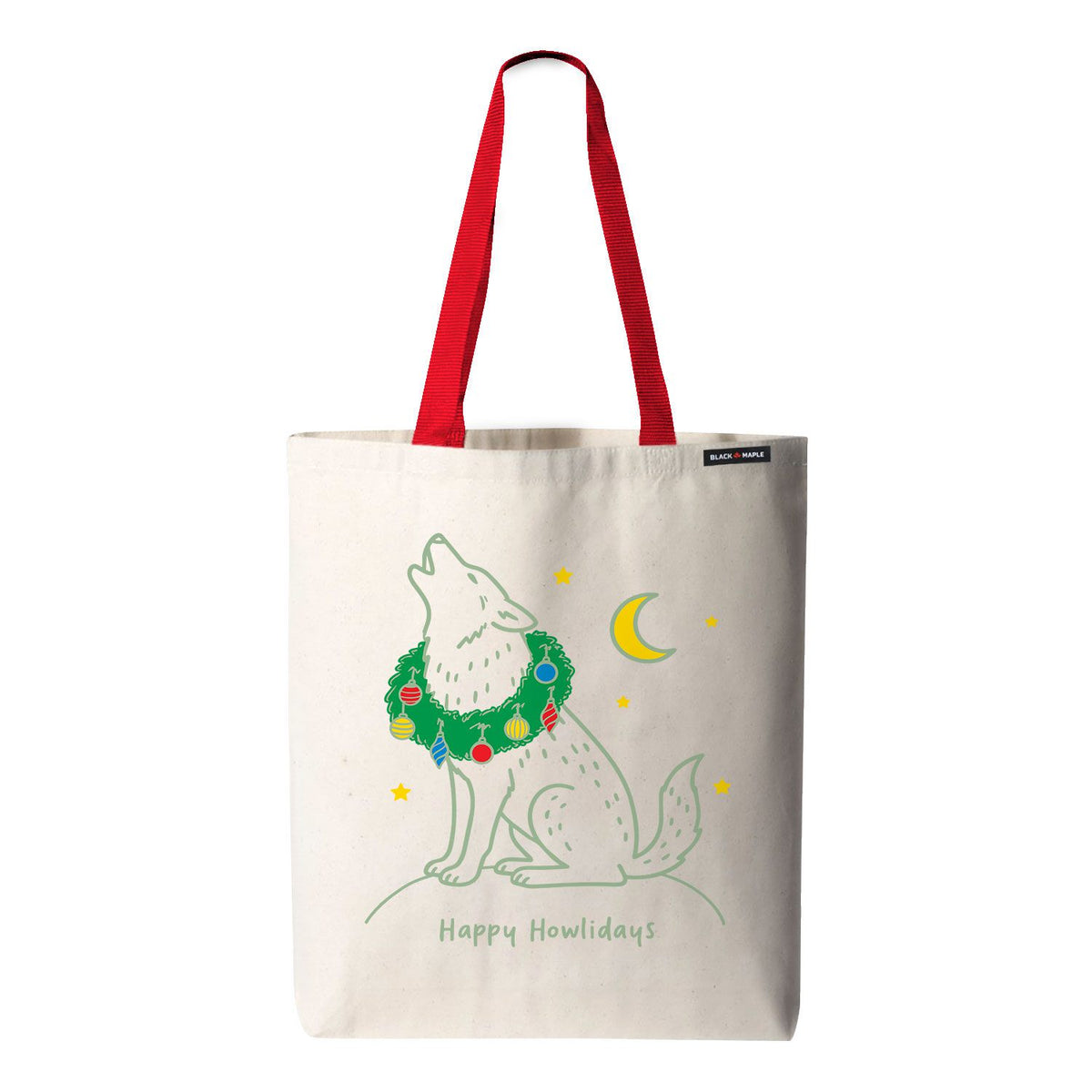 Happy Howlidays Christmas Wolf Tote Bag