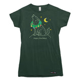 Happy Howlidays Christmas Wolf Womens T-shirt