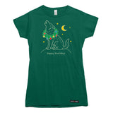 Happy Howlidays Christmas Wolf Womens T-shirt