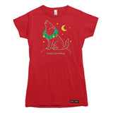 Happy Howlidays Christmas Wolf Womens T-shirt