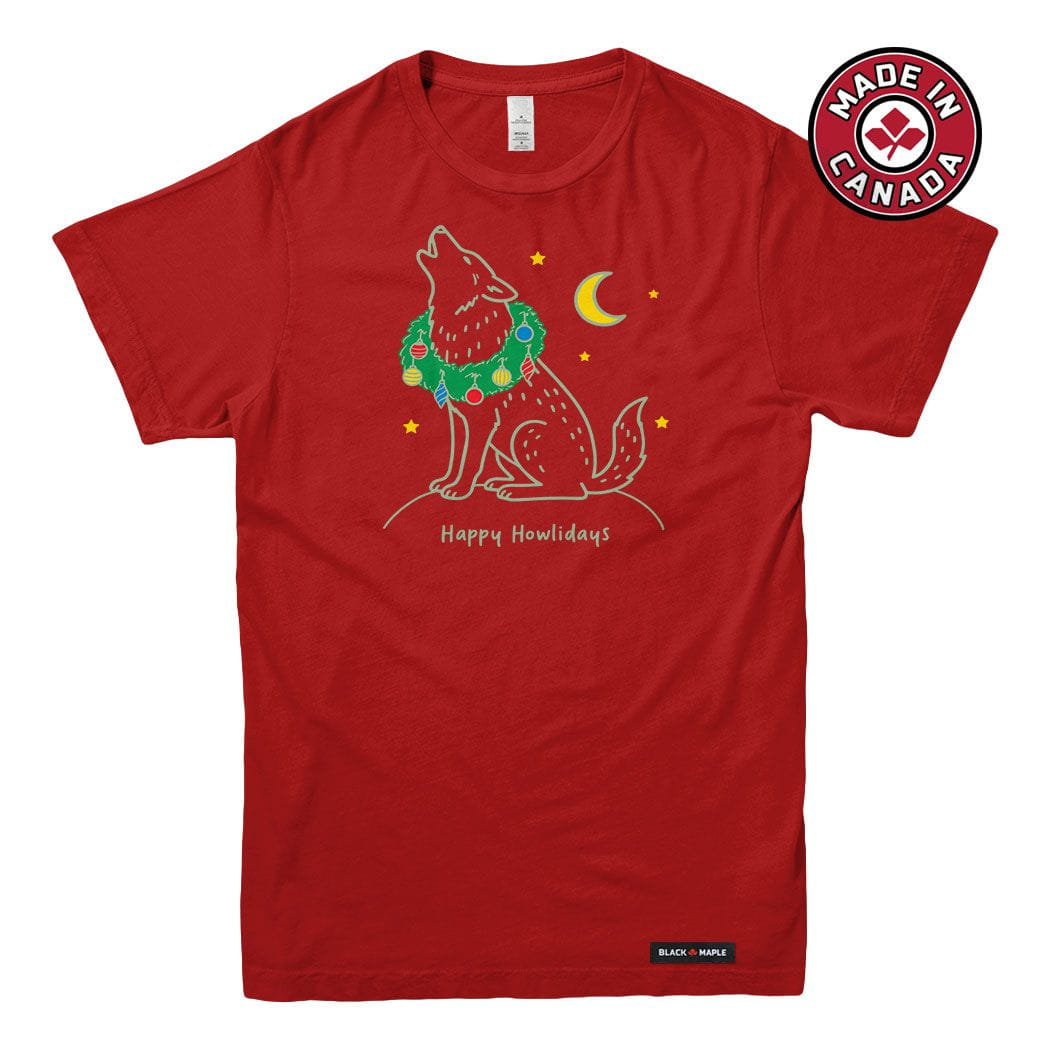 Happy Howlidays Christmas Wolf Mens T-shirt