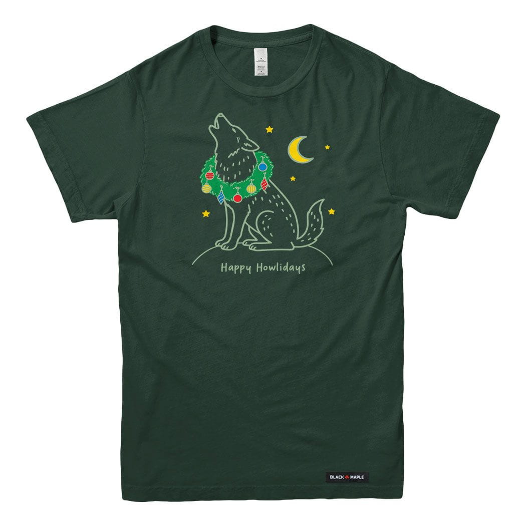 Happy Howlidays Christmas Wolf Mens T-shirt