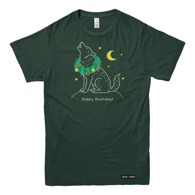 Happy Howlidays Christmas Wolf Mens T-shirt