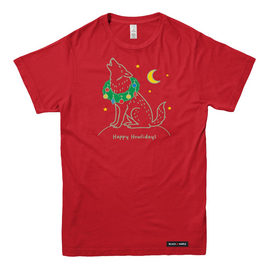 Happy Howlidays Christmas Wolf Mens T-shirt